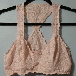 Lace Lined Bralette in Soft Pink Size M B/C